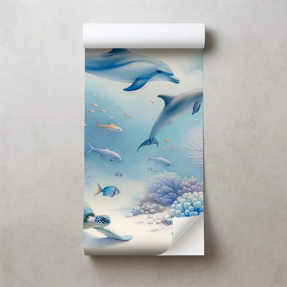 Samolepiaca tapeta podmorský svet s delfínmi