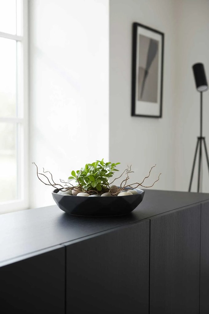 Okrasná miska CAVERO, sklolaminát, priemer 32 cm, antracit