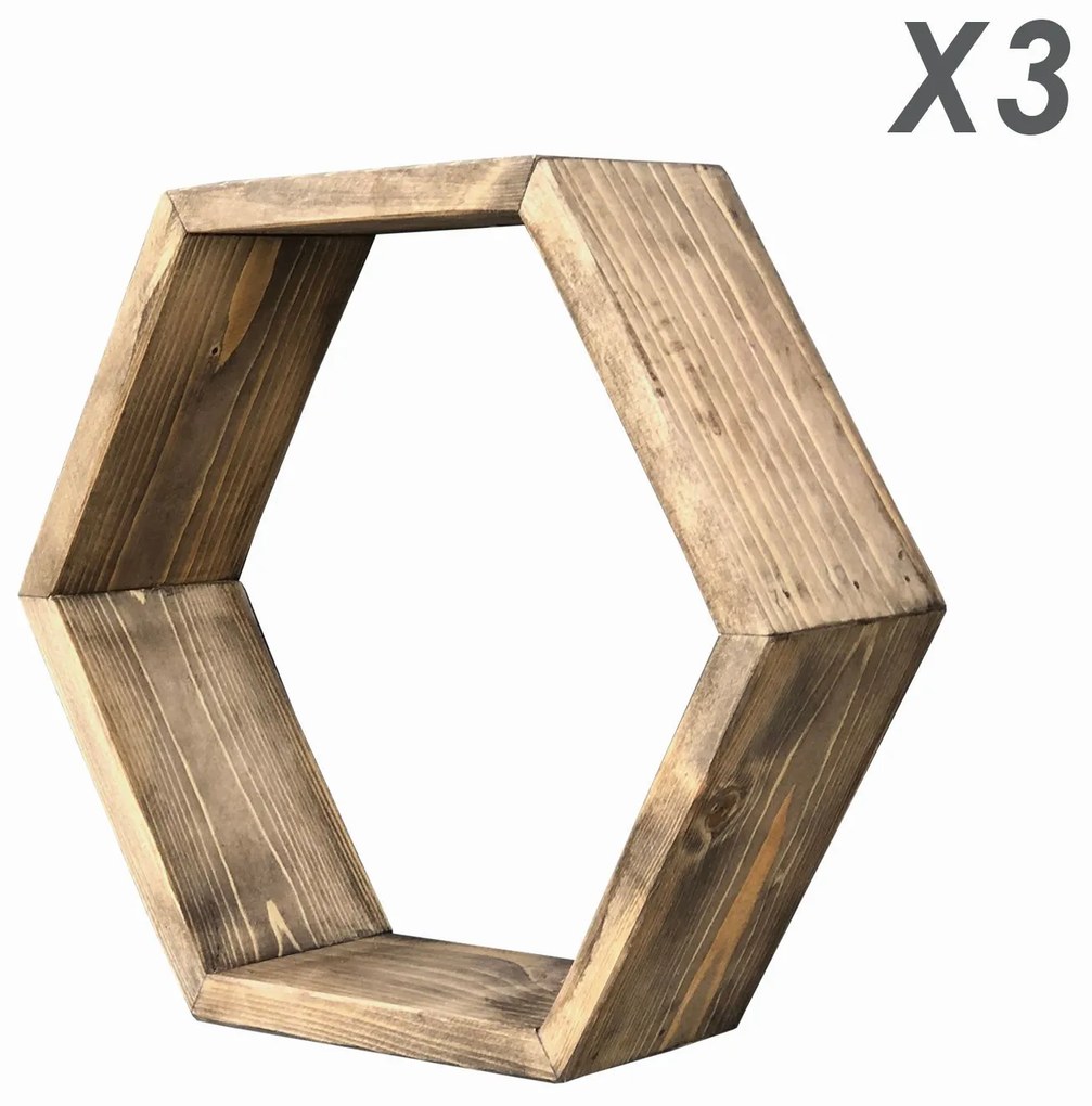 Súprava 6 ks nástenných poličiek RAF 37x40 cm orech