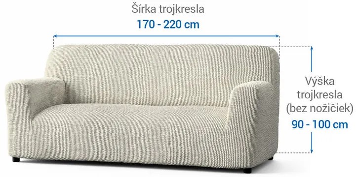 Bielastické poťahy COSTINA smotanová trojkreslo (š. 170 - 220 cm)