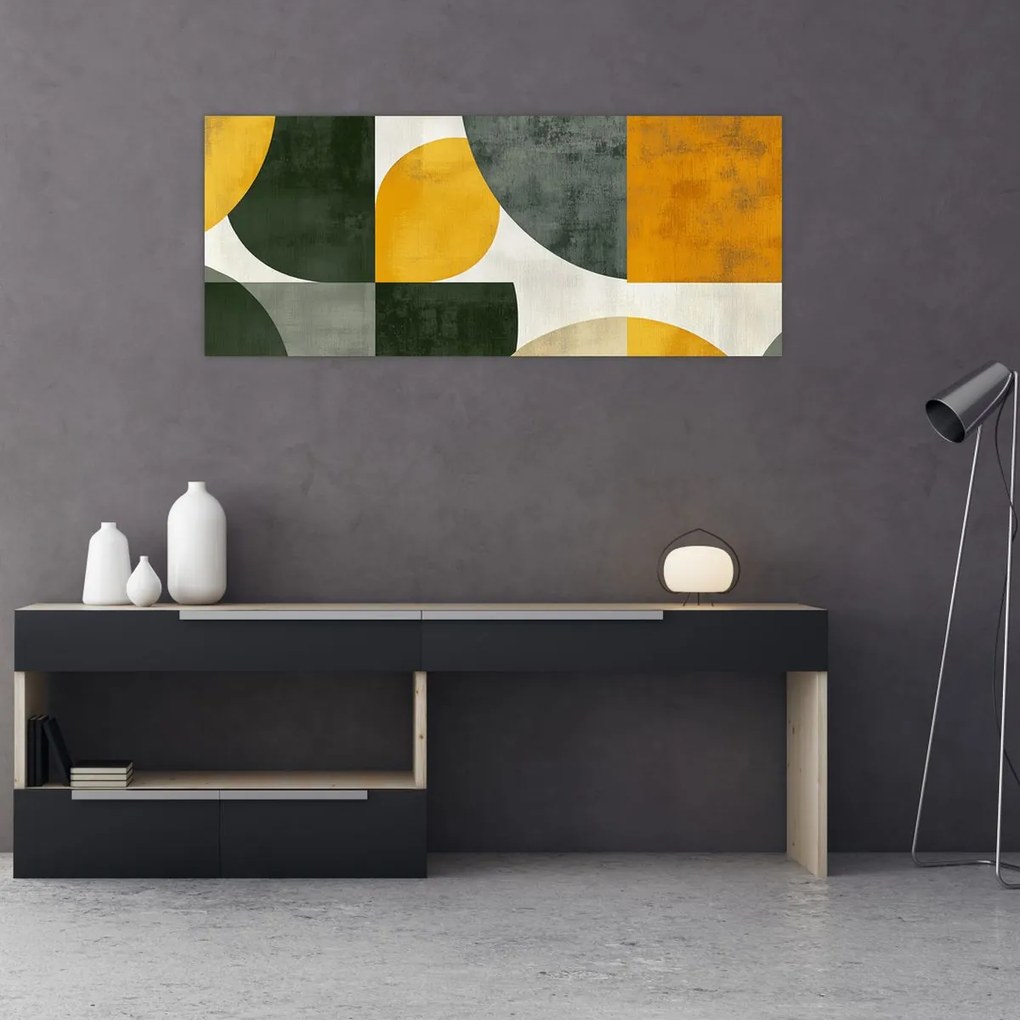 Obraz - Abstrakcia v olivovej farbe (120x50 cm)