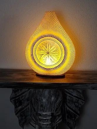 Lampa stolná Mandala žltá, ručne maľovaná obojstranne, 40 cm