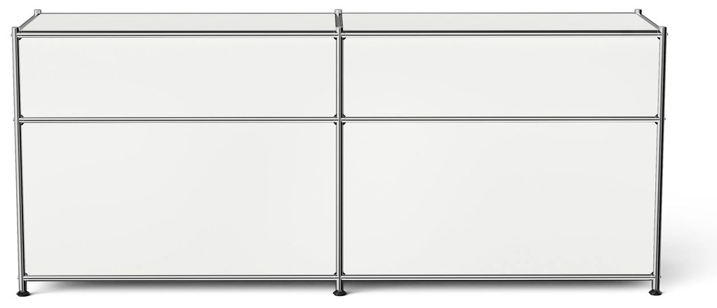 Kovová odkladacia skrinka »CN3« s výklopnými priečinkami a zásuvkami, biela