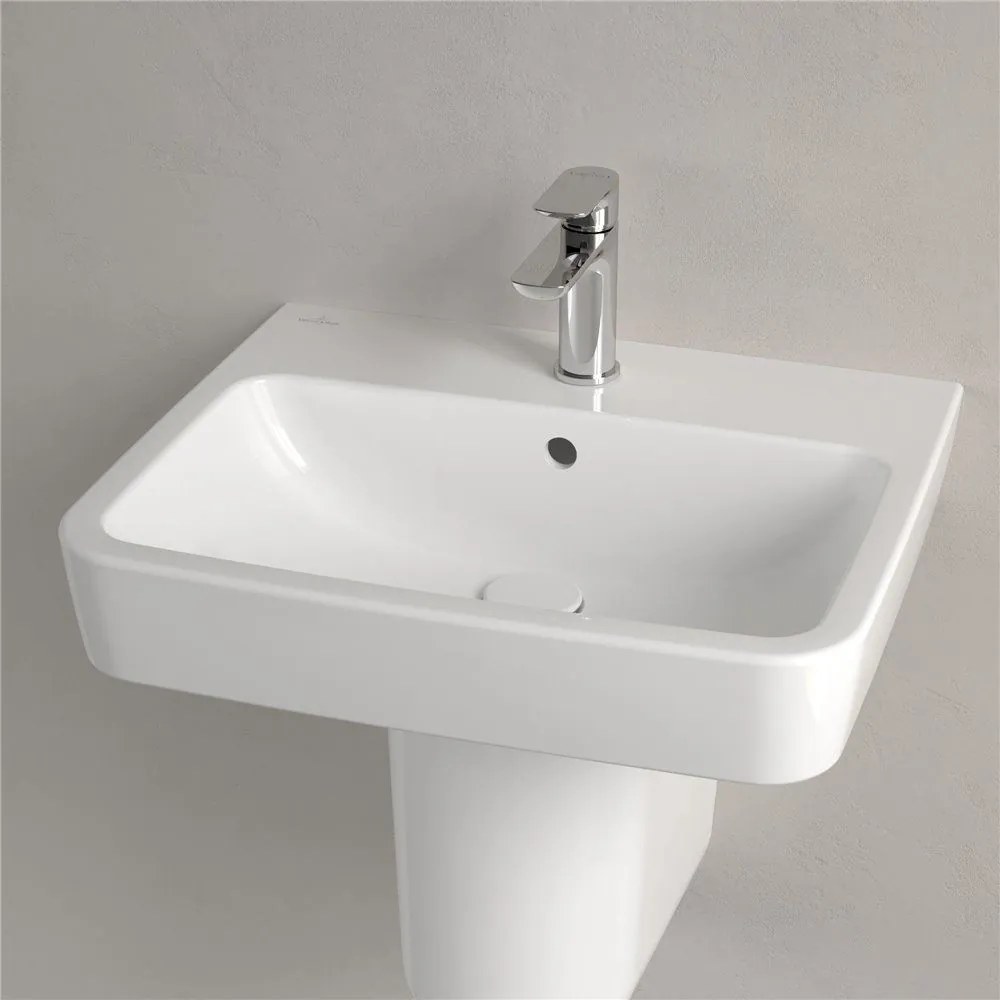 VILLEROY &amp; BOCH O.novo závesné umývadlo s otvorom, s prepadom, 550 x 460 mm, biela alpská, s povrchom AntiBac a CeramicPlus, 4A4155T2