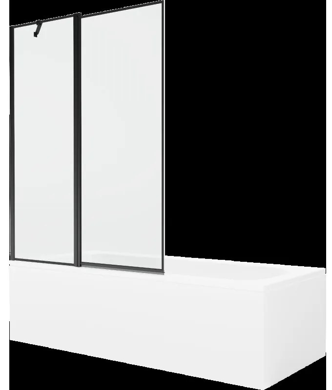 Mexen Vega obdĺžniková vaňa 180 x 80 cm s obkladom a 1-krídlovou sprchovou zástenou 120 cm, Čierny vzor - 550118080X9410117070