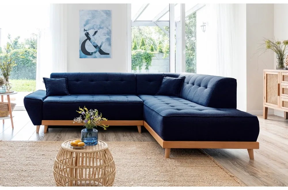 Námorníckymodrá rozkladacia rohová pohovka Miuform Dazzling Daisy L, pravý roh