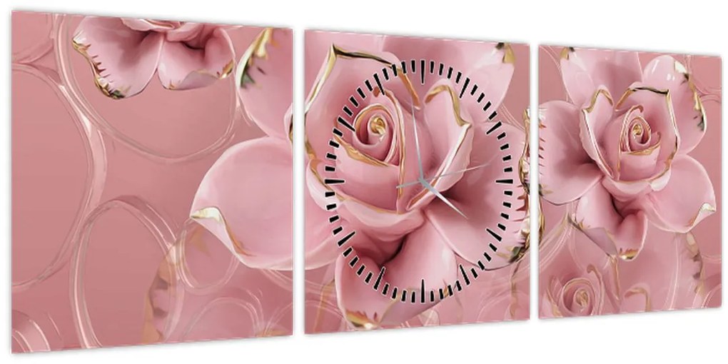 Obraz - Kvetinový dekor (s hodinami) (90x30 cm)