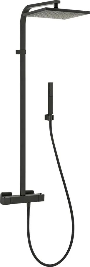 UNA18 Alpi Una- Sprchová batéria nástenná termostatická, pevná sprcha + ručná sprcha – komplet, čierna matná 18SM2151 NE