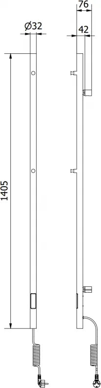 Mexen Pino, elektrické vykurovacie teleso s vešiakmi na uteráky 1405x32 mm, 75 W, čierna, W301-1405-032-00-70