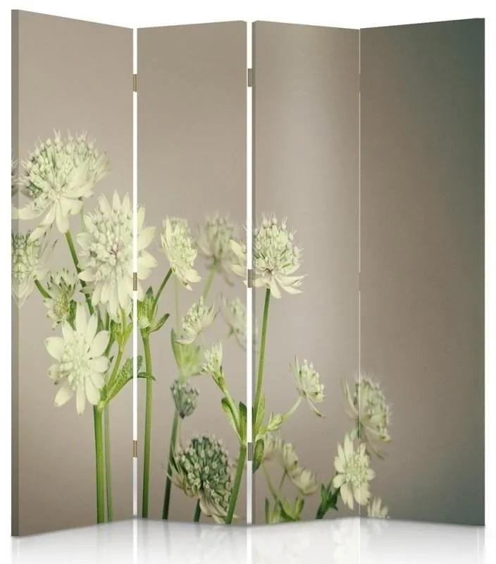 Ozdobný paraván Polní květiny rostliny - 145x170 cm, štvordielny, klasický paraván