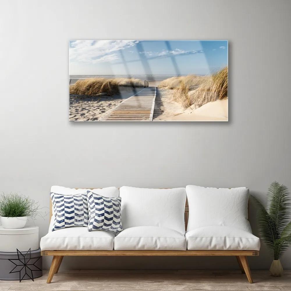 Obraz na skle Pláž chodník krajina 100x50 cm