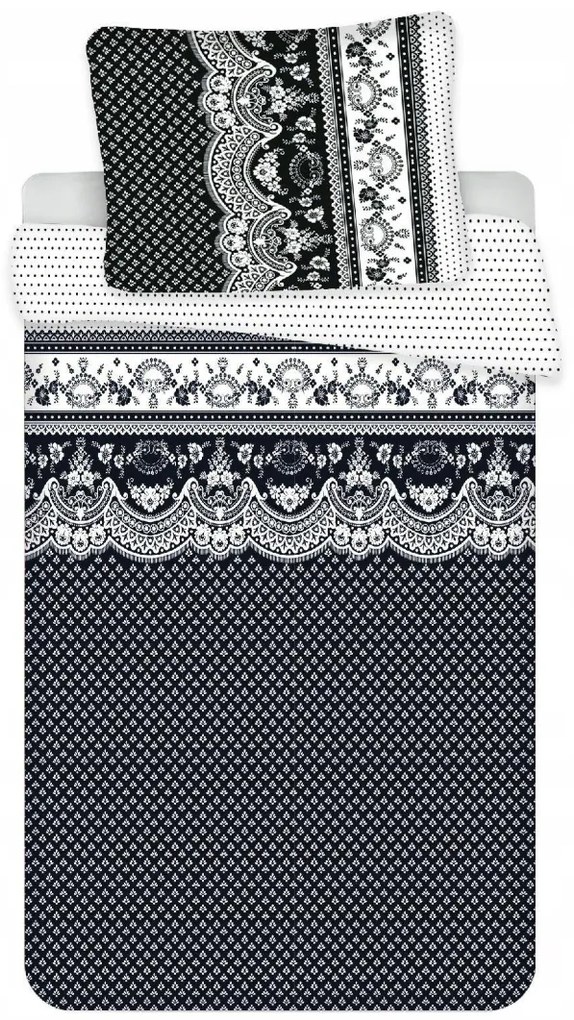 Polybavlnené obliečky na 2 postele CANZONE BLACK, čierne Rozmer obliečky: 2 ks 70 x 90 cm | 2 ks 140 x 200 cm