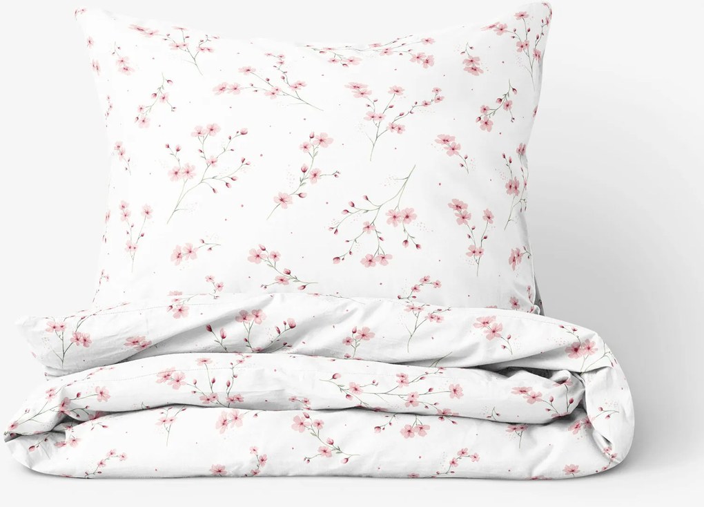 Goldea bavlnené posteľné obliečky - kvitnúce sakury 140 x 200 a 70 x 90 cm