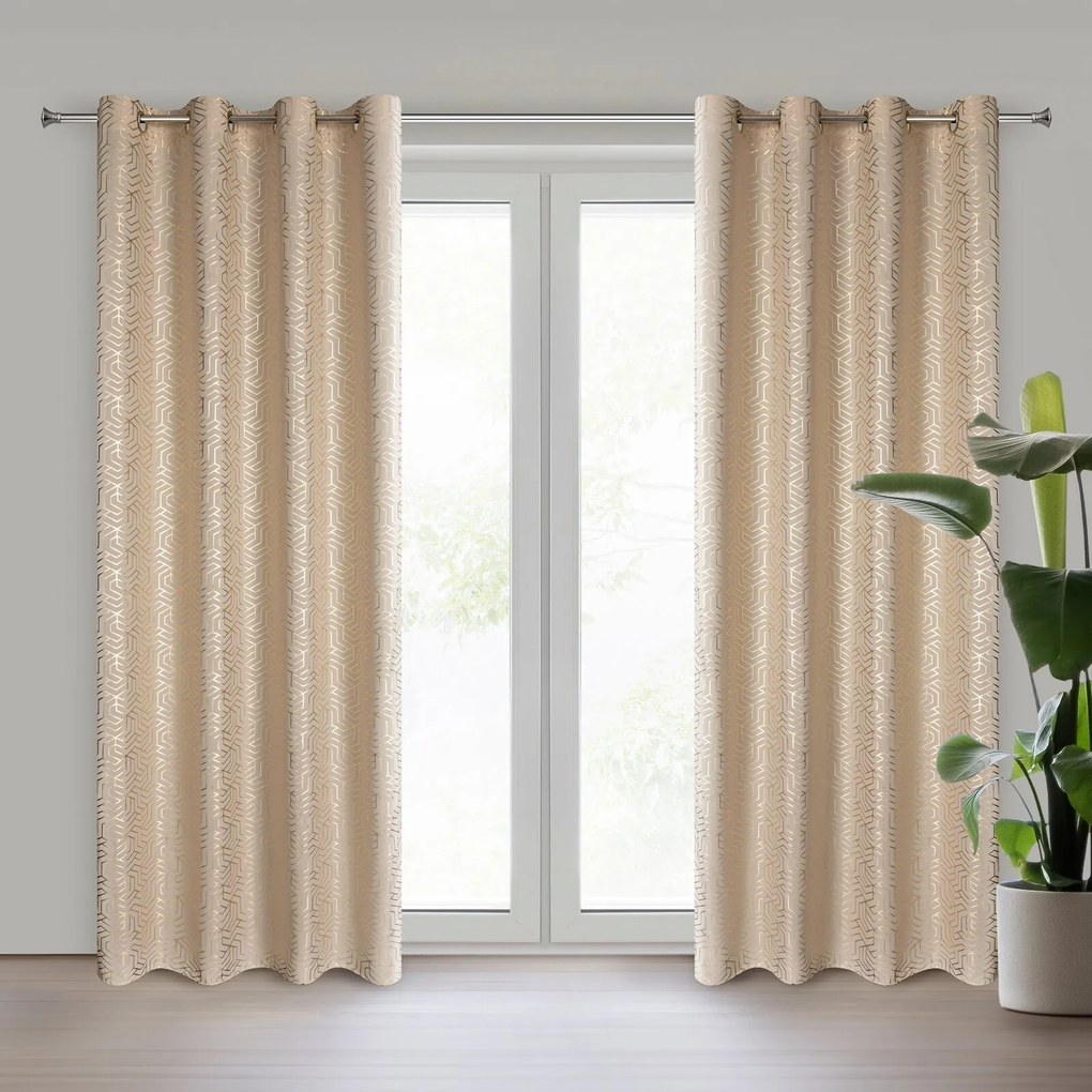 ZÁVES NA KRÚŽKOCH SEMI 140X250 CM VZOROVANÁ