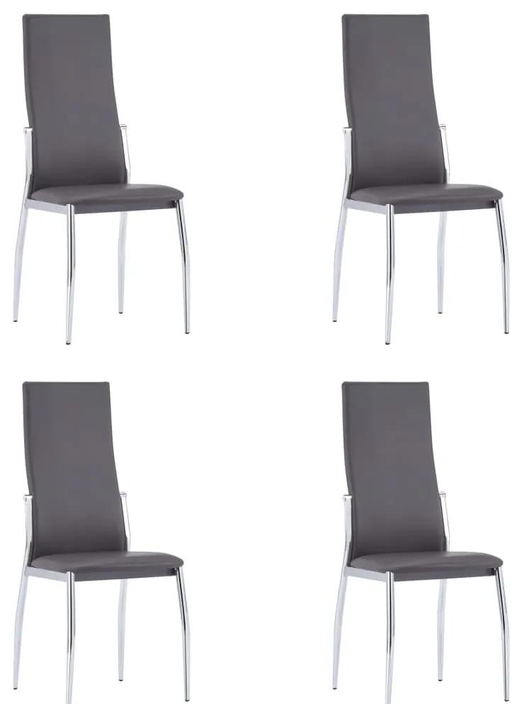 Jedálenské stoličky 4 ks, sivé, umelá koža 281657