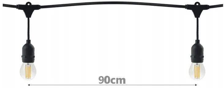 ecoPLANET Záhradná girlanda 5m + 6x 1W LED žiarovka