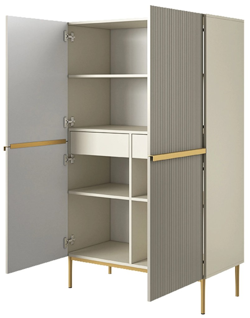 Vysoká komoda Nicole 100 cm – kašmírová / zlatá