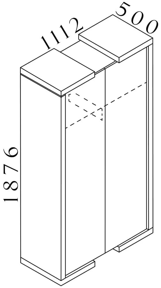 Vysoká šatníková skriňa Lineart 111,2 x 50 x 187,6 cm, brest tmavý / antracit