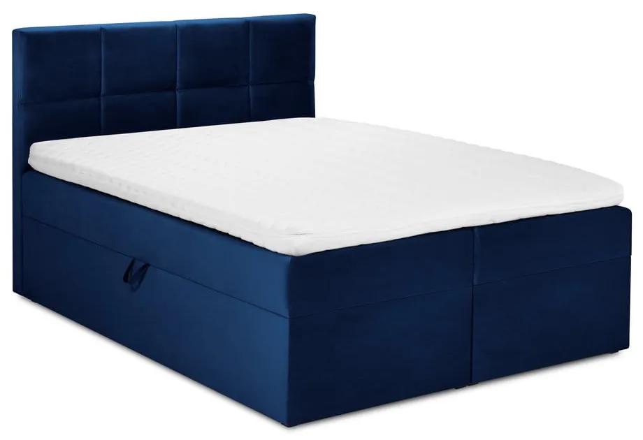 Modrá zamatová dvojlôžková posteľ Mazzini Beds Mimicry, 160 x 200 cm