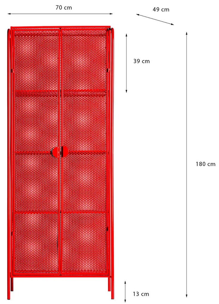 Skriňa verta 70 x 180 cm červená MUZZA