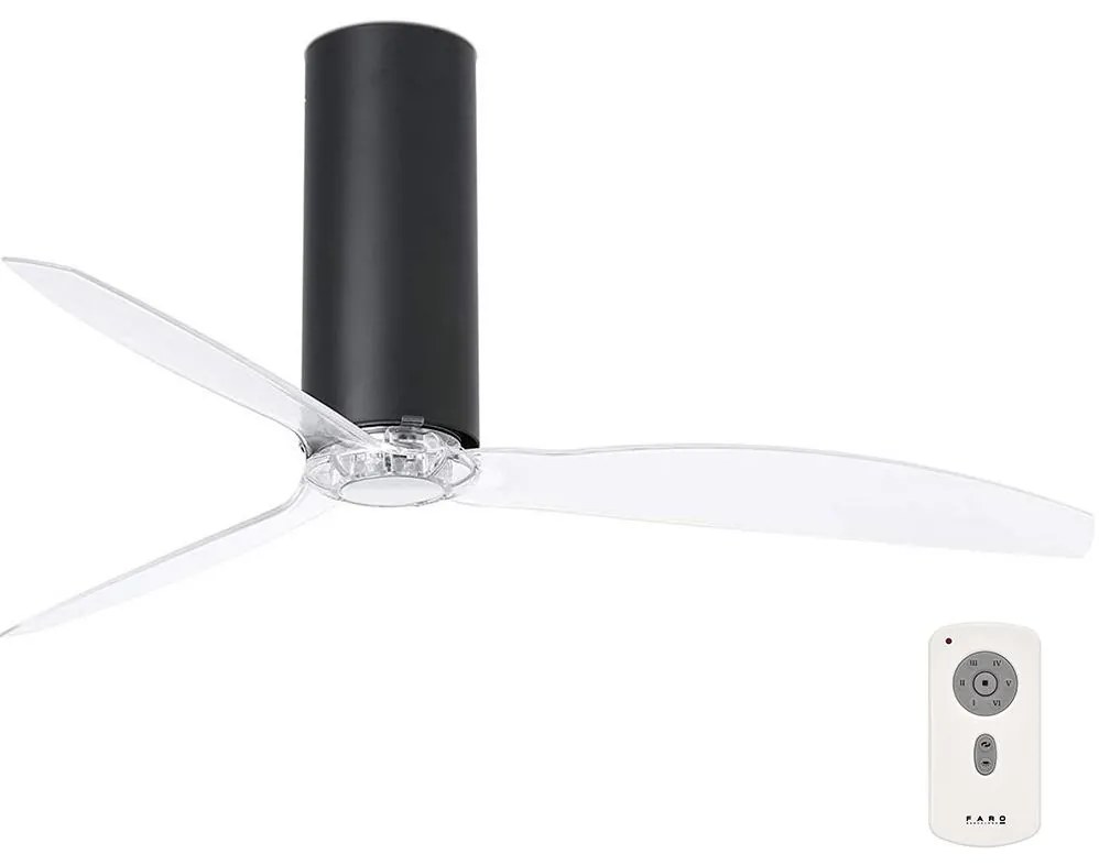 FARO 32036 - Stropný ventilátor TUBE FAN čierna/číra pr. 128 cm + diaľkové ovládanie
