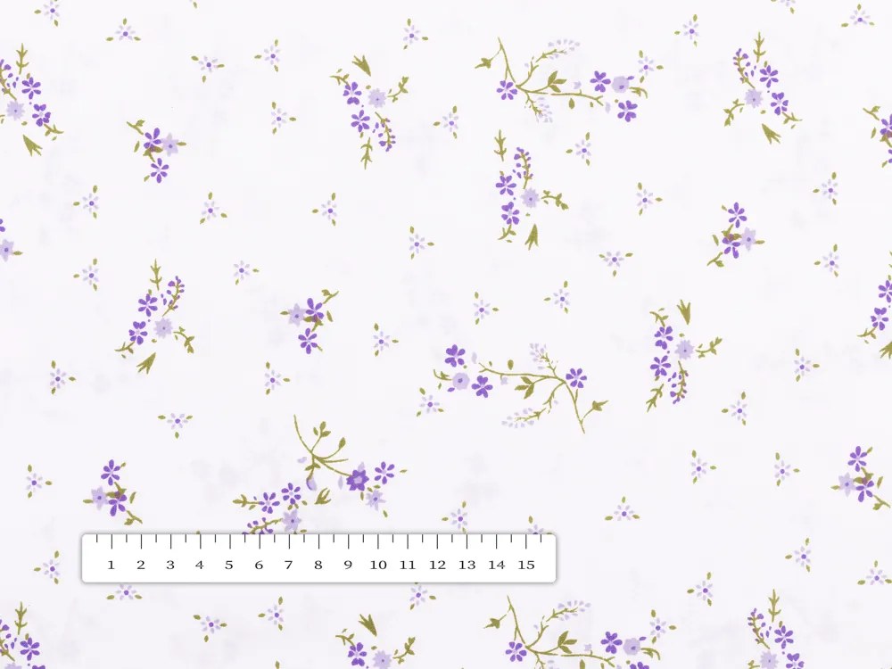 Biante Bavlnený záves Sandra SA-296 Drobné fialové kvety na bielom 150x250 cm