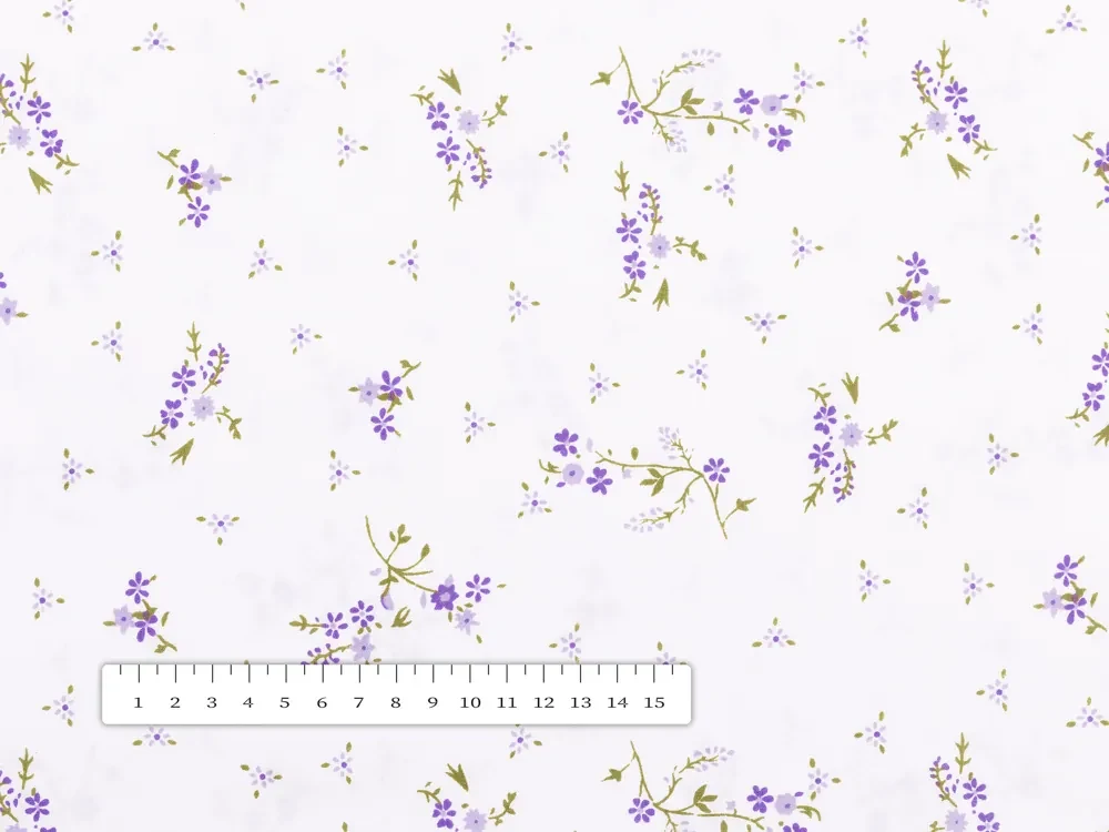 Biante Bavlnený záves Sandra SA-296 Drobné fialové kvety na bielom 150x250 cm