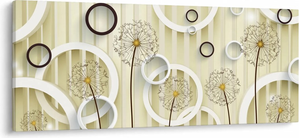 Abstraktný obraz s púpavami (120x50 cm)