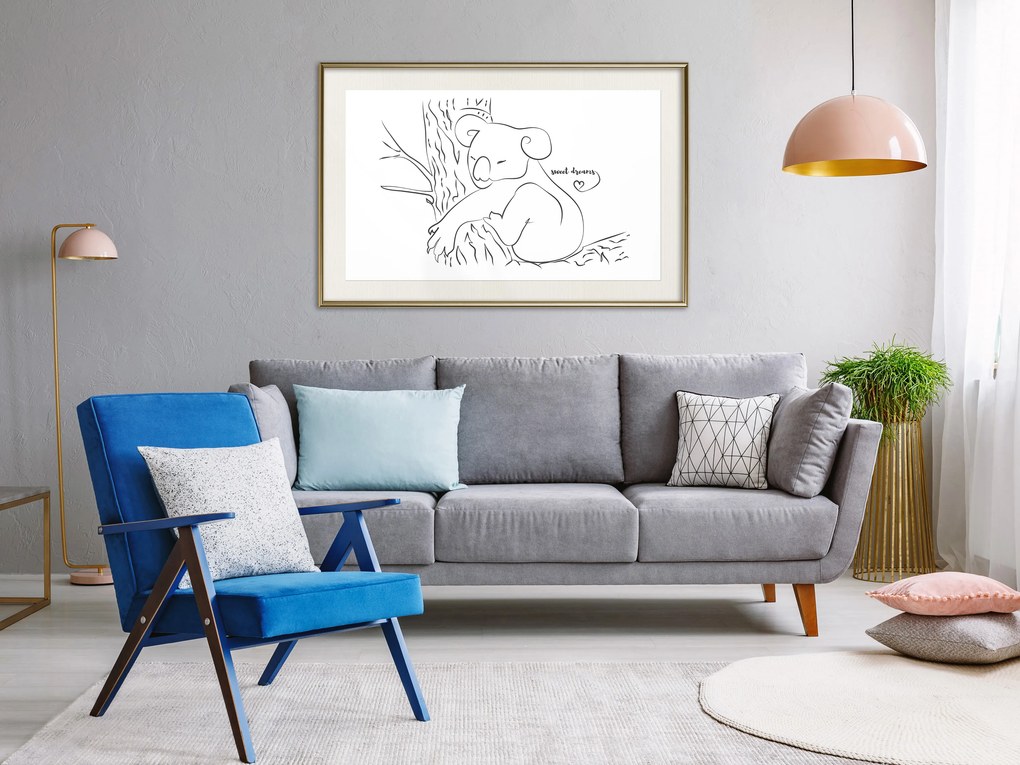 Artgeist Plagát - Sleepy Koala [Poster] Veľkosť: 90x60, Verzia: Zlatý rám