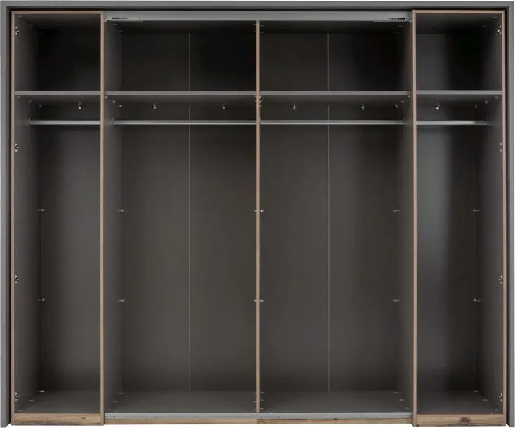 Šatníková skriňa Sarnia, 312 cm, zrubová dosky / tmavý betón