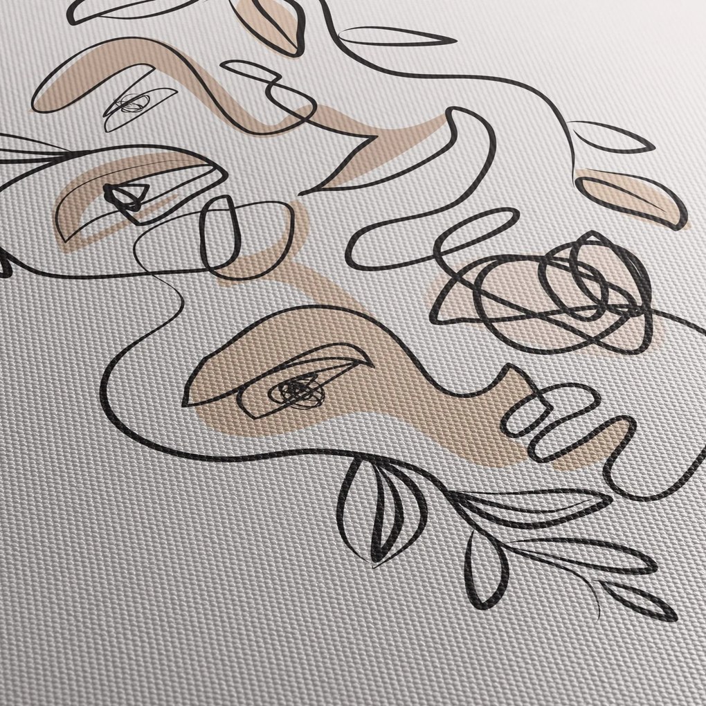 Obraz - Line art tváre (120x50 cm)