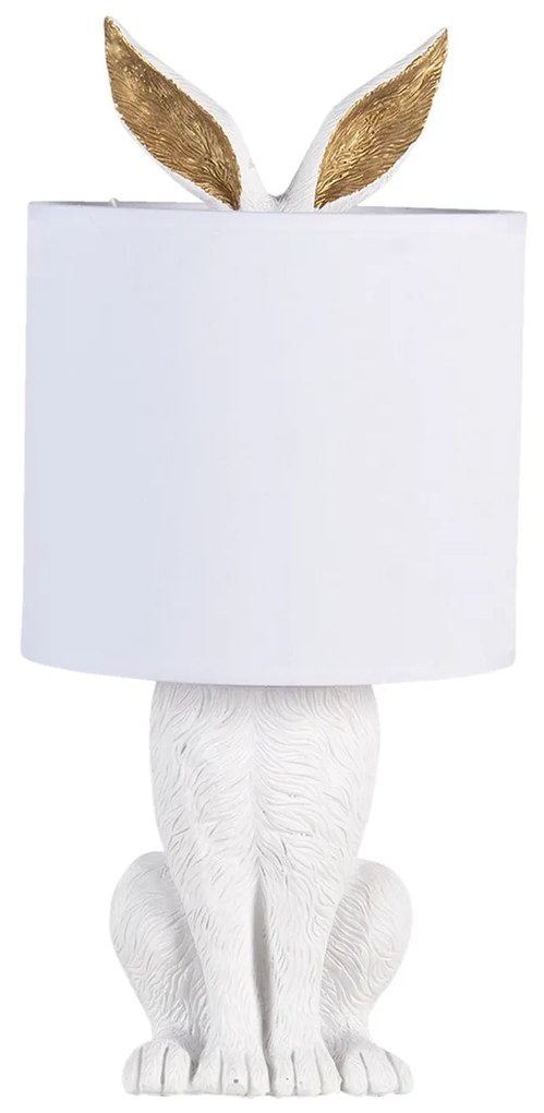 Biela stolná lampa králik s bielym tienidlom Rabbi - Ø 20*45 cm E27/max 1*60W