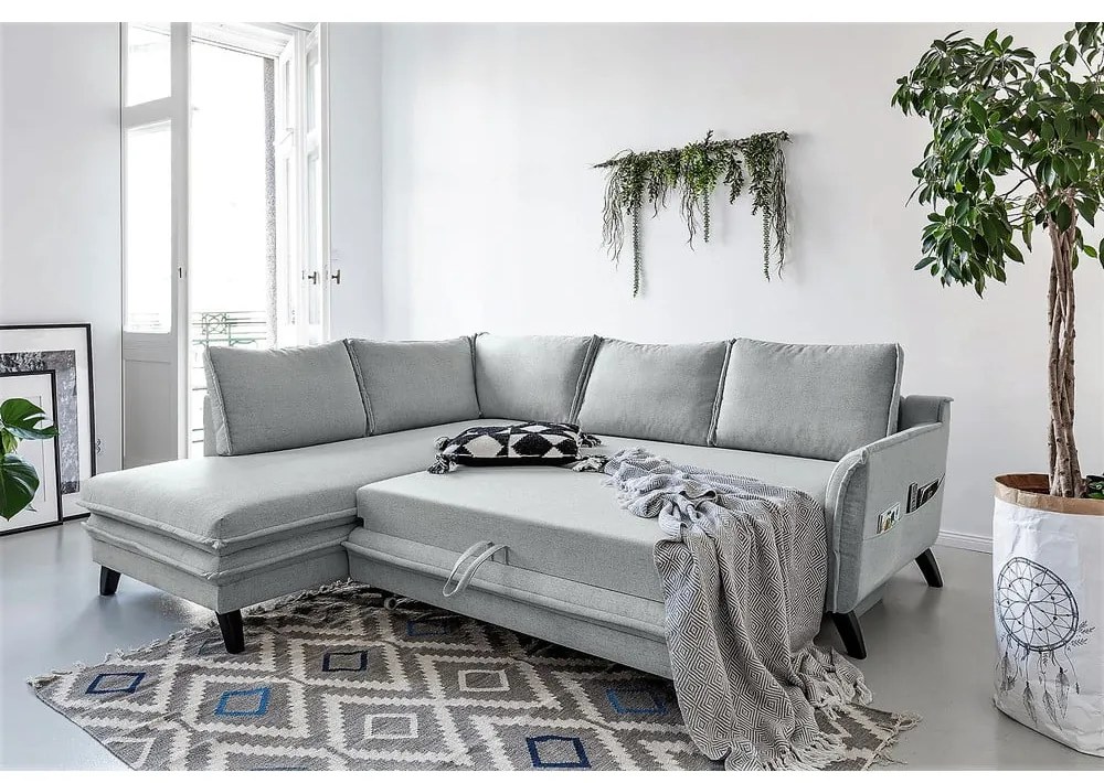 Svetlosivá rozkladacia rohová pohovka Miuform Charming Charlie L, ľavý roh