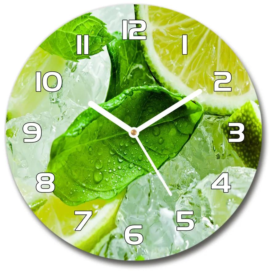 Sklenené hodiny okrúhle Limetka s ľadom pl_zso_30_f_61933128