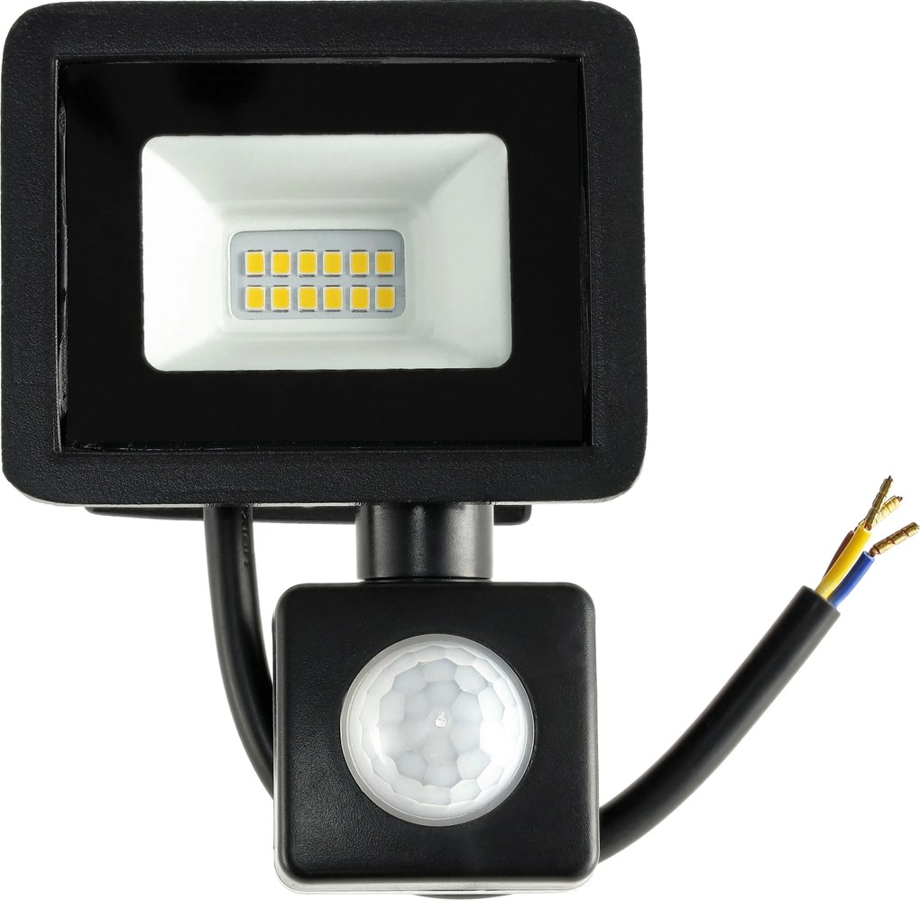 LED reflektor 10W 900lm so senzorom pohybu, súmrakový reflektor IP65