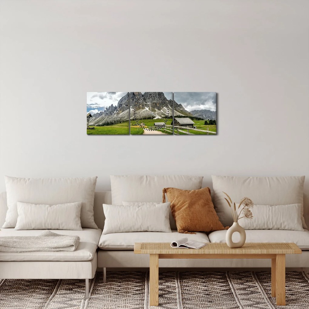 Obraz - V rakúskych horách (s hodinami) (90x30 cm)