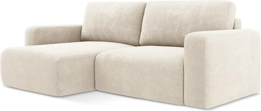 Krémovobiela ženilková rozkladacia/s úložným priestorom rohová pohovka (ľavý roh/s leňoškou) Kona – Makamii