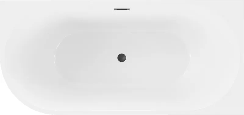 Mexen Mia, voľne stojaca rohová vaňa pravá 140 x 75 cm, biela/čierna, čierny prepad, 52691407575P-70