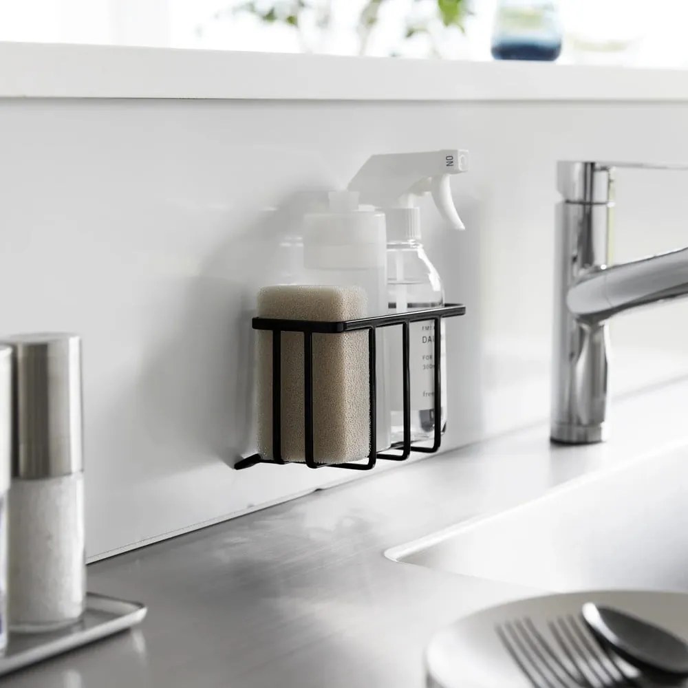 Čierny kovový stojan na umývacie prostriedky bez vŕtania Film Hook – YAMAZAKI