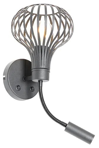 Moderná nástenná lampa čierna s lampou na čítanie 2-svetlo - Saffira Brescia