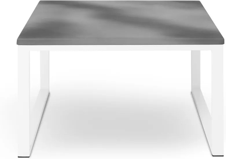 Sivý exteriérový stôl v betónovom dekore a v bielom ráme Calme Jardin Nicea, dĺžka 70 cm
