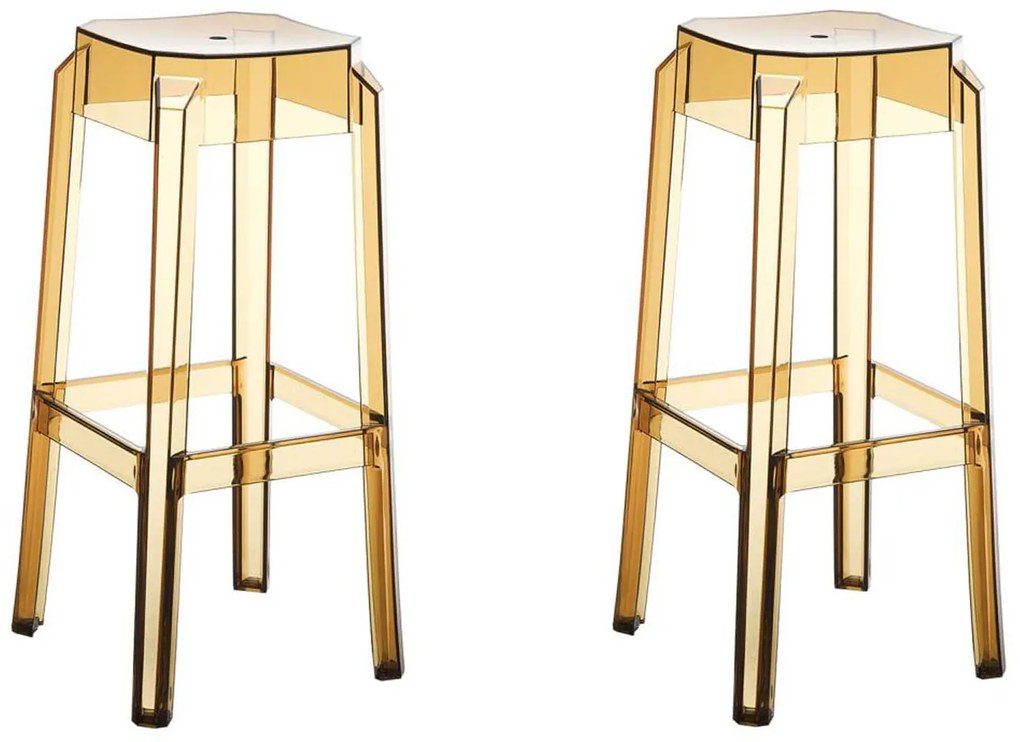 Plastová barová stolička FOX (SET 2 ks) - Hnedá transparent