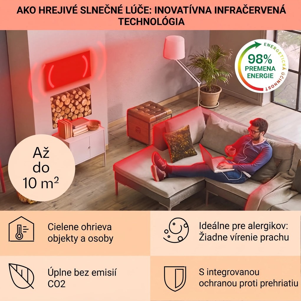 Klarstein La Palma 500 smart, infračervený ohrievač 2 v 1, 60 x 60 cm, 500 W, zrkadlová predná časť