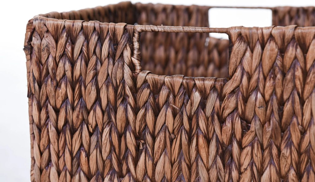 Sada policových boxov NEW ASIA, 2-set, vodný hyacint, 32x32x32 cm, hnedá