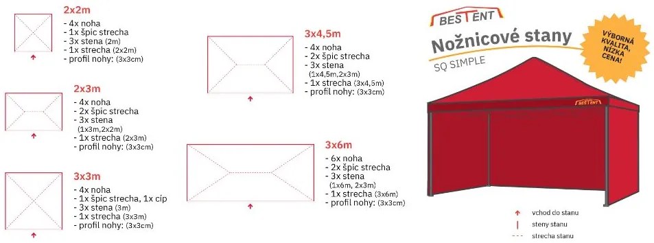 Bestent Nožnicový stan 3x4,5 modrý simple SQ