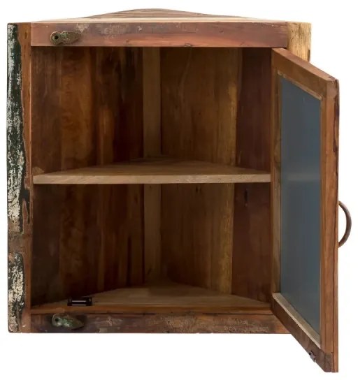 furniture-nabytek.cz - Masívna rohová zrkadlová skrinka Sumana z recyklovaného dreva, lakovaná, hnedá – 65×30×65 cm