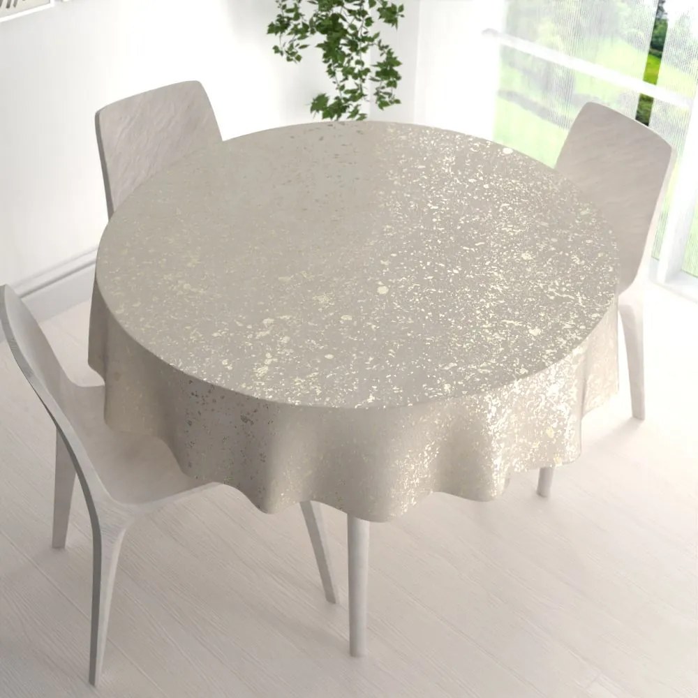 Biante Zamatový okrúhly obrus Isabela IBL-001 Gold Design krémový Ø 110 cm