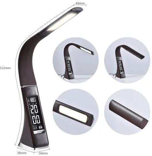 Immax 08948L-LED Stmievateľná stolná lampa s displejom LEATHER LED/7W/230V hnedá