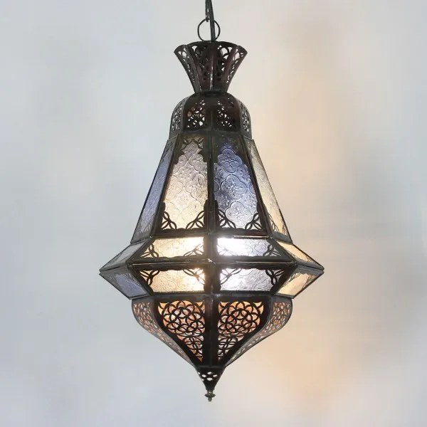 Marocká závesná lampa Houta modro - biela