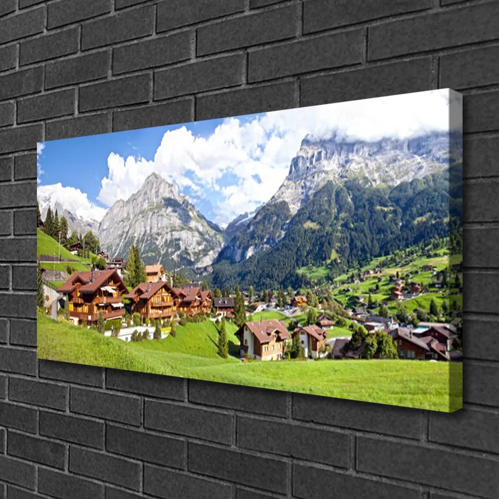 Obraz na plátne Domy hora krajina 120x60 cm